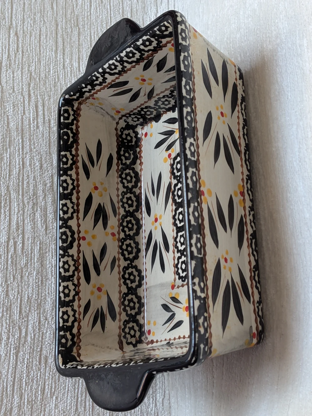 Presentable Ovenware By Tara Ceramic Baking Dish in Old World Black Hand Painted
